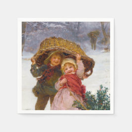 Two children in the snow by Frederick Morgan Servet