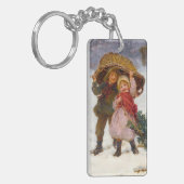 Two children in the snow by Frederick Morgan Sleutelhanger (Voorkant Links)