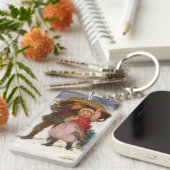 Two children in the snow by Frederick Morgan Sleutelhanger (Voorkant Rechts)