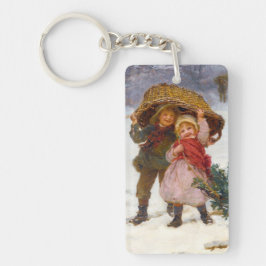 Two children in the snow by Frederick Morgan Sleutelhanger