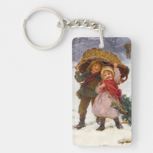 Two children in the snow by Frederick Morgan Sleutelhanger (Voorkant)