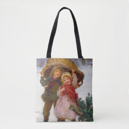 Two children in the snow by Frederick Morgan Tote Bag