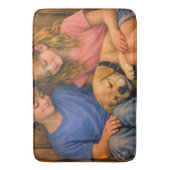 Two Children with Sleeping Puppy –  Bath Mat (Voorkant Verticaal)