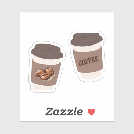 Two Coffee Cups , Cute Coffee Sticker (Vel)