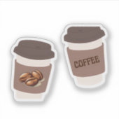 Two Coffee Cups , Cute Coffee Sticker (Voorkant)