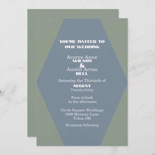 Two Color Blue and Green Diamond Shape Wedding (Voorkant / Achterkant)