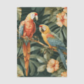 Two Colorful Parrots Tropical Flower Branch Tissuepapier (Voorkant)