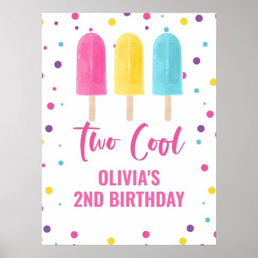 Two Cool 2de verjaardag Regenboog Ijslolly Poster (Voorkant)