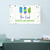 Two Cool 2e verjaardag ijslolly blauw groen Spandoek (Beurs)