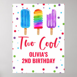 Two Cool 2e verjaardag Regenboog Ijslolly Poster