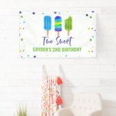 Two Cool 2nd Birthday Ice Pop blauw groen Spandoek (Insitu)