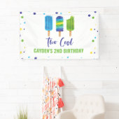 Two Cool 2nd Birthday Ice Pop blauw groen Spandoek (Insitu)