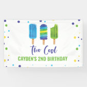 Two Cool 2nd Birthday Ice Pop blauw groen Spandoek (Horizontaal)