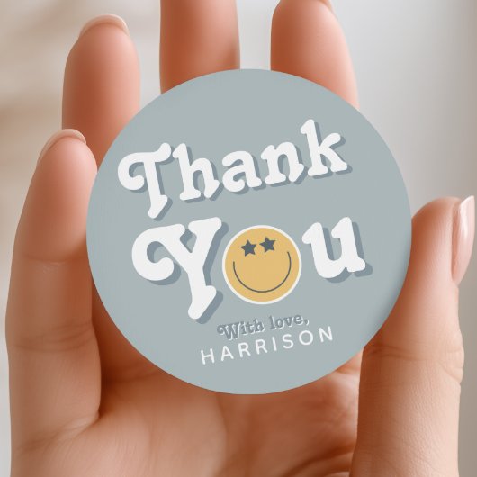 Two Cool Dude Blue Boys Smile Birthday Favor Ronde Sticker