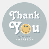 Two Cool Dude Blue Boys Smile Birthday Favor Ronde Sticker (Voorkant)