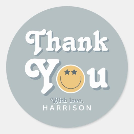 Two Cool Dude Blue Boys Smile Birthday Favor Ronde Sticker (Voorkant)