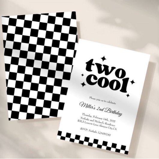 Two Cool, Dude! | Boys 2nd Retro Minimalist Party  Kaart