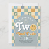 Two Cool Dude Boys Blue 2nd Birthday Invitation Kaart (Voorkant)
