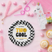 Two Cool Happy Retro Second 2nd Birthday Party Papieren Bordje (Feest)