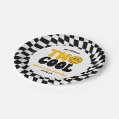 Two Cool Happy Retro Second 2nd Birthday Party Papieren Bordje (Gekanteld)