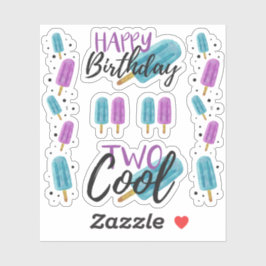 TWO COOL Kind's 2nd Birthday Ice Pop Scrapbook Pag Sticker