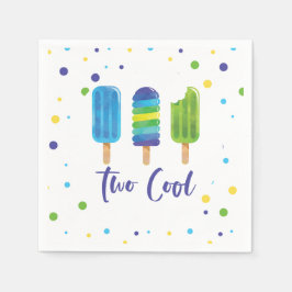 Two Cool pop 2de verjaardag blauw groen papier Servet