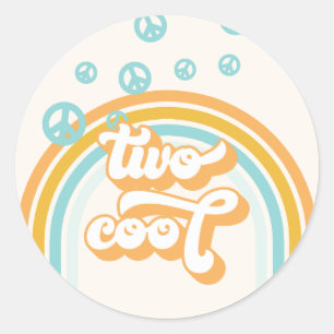 TWO Cool Retro Boy 2de verjaardag Ronde Sticker
