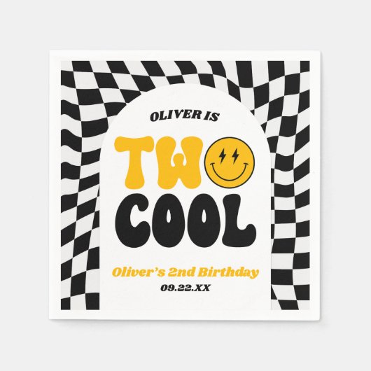 Two Cool Retro First 2nd Birthday Party Servet (Voorkant)