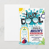 Two Cool Splash Party Birthday Invitation Kaart (Voorkant / Achterkant)