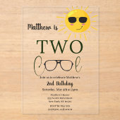 Two Cool Sunglass 2nd Birthday Simple Acryl Uitnodigingen (Voorkant)