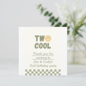 Two Cool Twin Birthday Invitation – Bewerkbaar Bedankkaart (Staand voorkant)