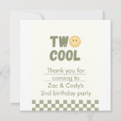Two Cool Twin Birthday Invitation – Bewerkbaar Bedankkaart (Voorkant)
