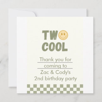 Two Cool Twin Birthday Invitation – Bewerkbaar Bedankkaart