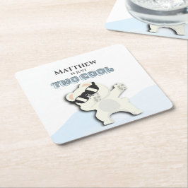 Two Cool Winter Polar Bear dabbing 2nd bday Kartonnen Onderzetters