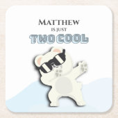 Two Cool Winter Polar Bear dabbing 2nd bday Kartonnen Onderzetters (Voorkant)