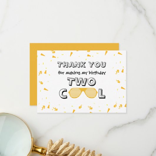 TWO Cool Zonnebril 2de Verjaardagsfeestje Bedankkaart (Voorkant / Achterkant in situ)