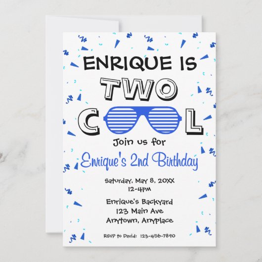 TWO Cool Zonnebril 2e Verjaardagsfeestje Kaart (Voorkant)