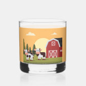 Two Cows and a Red Barn at Sunrise Whisky Glas (Achterkant)