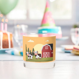 Two Cows and a Red Barn at Sunrise Whisky Glas