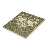 Two Cranes Art Nouveau Pat#10 Olive Ivory ID1193 Tegeltje (Zijkant)
