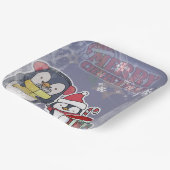 Two Cue cartoon Penguins ready for Christmas Papieren Bordje (Gebogen)