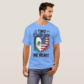 Two Cultures One Heart Meican Flag American Flag U T-shirt (Voorkant volledig)