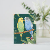 Two cute blue and green Budgie Briefkaart (Staand voorkant)