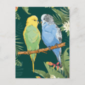 Two cute blue and green Budgie Briefkaart (Voorkant)
