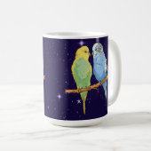 Two cute blue and green Budgie Koffiemok (Voorkant rechts)