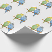 Two cute blue and green Budgies Cadeaupapier (Hoek)
