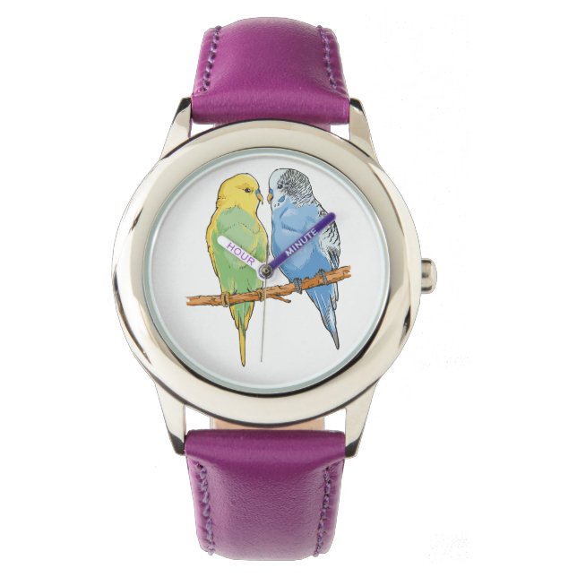 Two cute blue and green Budgies Horloge (Voorkant)