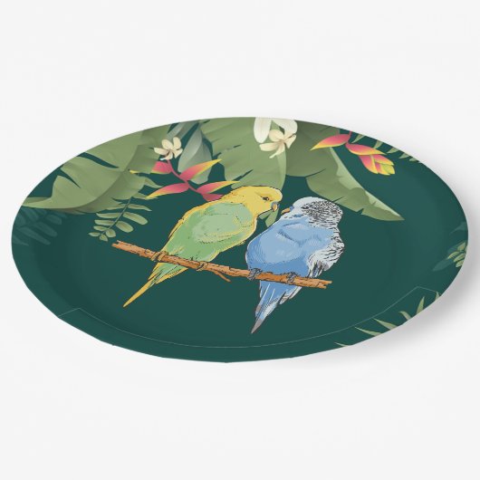 Two cute blue and green Budgies Papieren Bordje (Gekanteld)