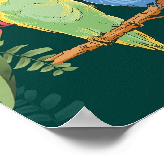 Two cute blue and green Budgies Poster (Hoek)