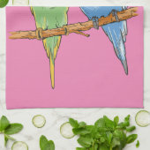 Two cute blue and green Budgies Theedoek (Gevouwen)